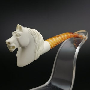 Horse Meerschaum Cigarette Holder,Block Meerschaum,Unique Meerschaum Pipes,With Case