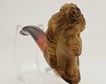 African Lady Meerschaum Cigarette Holder,Block Meerschaum,Unique Meerschaum Pipes,With Case
