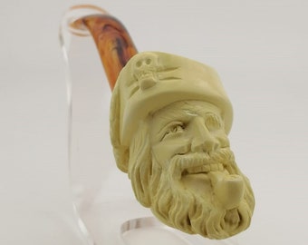 Pirate Meerschaum Pipe,Block Meerschaum,Unique Meerschaum Pipes,With Case