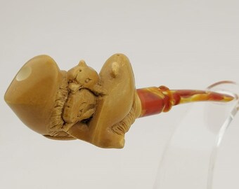 Dolphins Meerschaum Cigarette Holder,Block Meerschaum,Unique Meerschaum Pipes,With Case