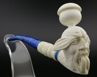 Devil Meerschaum Pipe,Block Meerschaum,Unique Meerschaum Pipes,With Case,Demon Devil