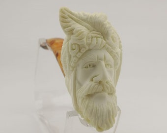 King Sultan Meerschaum  Pipe,Block Meerschaum Pipe,Unique Meerschaum Pipes,With Case