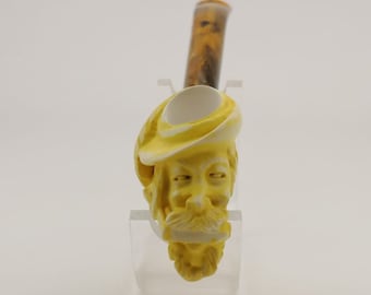 Dartanian Cavalier Meerschaum Pipe,Long Stem,Block Meerschaum,Unique Meerschaum Pipes