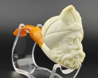 King Sultan Meerschaum  Pipe,Block Meerschaum Pipe,Unique Meerschaum Pipes,With Case