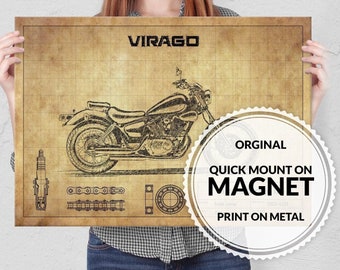 Steel Poster - Yamaha- Motorcycle - Magnet Mounted full Metal Poster - Motorbike - Ride - Virago - Fazer - Trader - MT - Warrior - YZF - XJR