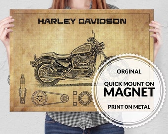 Steel Poster - Honda - Ducati - Benelli - Harley - Vespa - Barton - Motorcycle - Magnet Mounted full Metal Poster - Motorbike - Ride