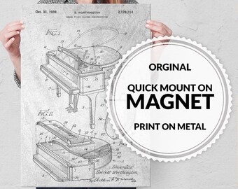 Steel Poster - Patent - Stone - Vintage - Magnet Mounted full Metal Poster - Wall art - Birthday gift - Instruments - Sport - Gaming