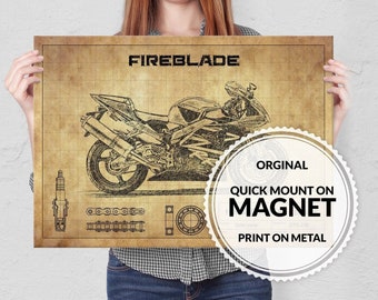 Steel Poster Honda - Magnet Mounted full Metal Poster - Fireblade - Hornet - Shadow - Transalp - Varadero