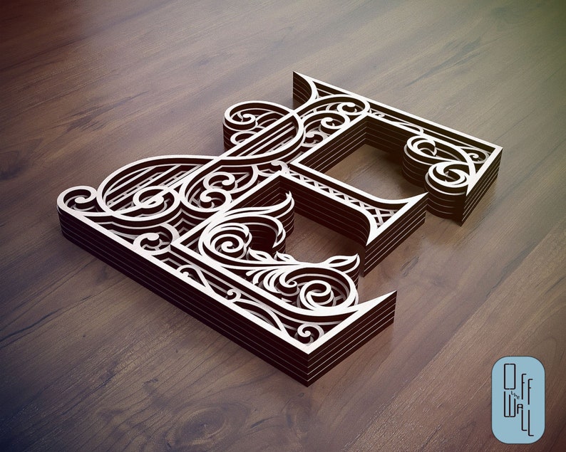 Layered Letter E, Laser Cut Letter, Wall Art Multilayer Letter, Numbers