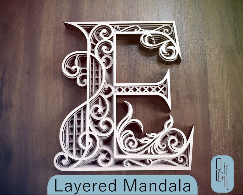 Layered Letter E, Laser Cut Letter, Wall Art Multilayer Letter, Numbers