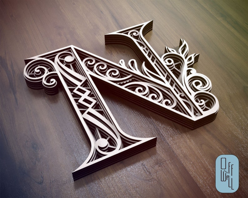 Layered Letter N, Laser Cut Letter, Wall Art Multilayer Letter, Numbers