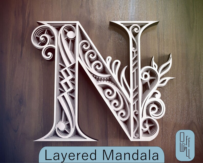 Layered Letter N, Laser Cut Letter, Wall Art Multilayer Letter, Numbers