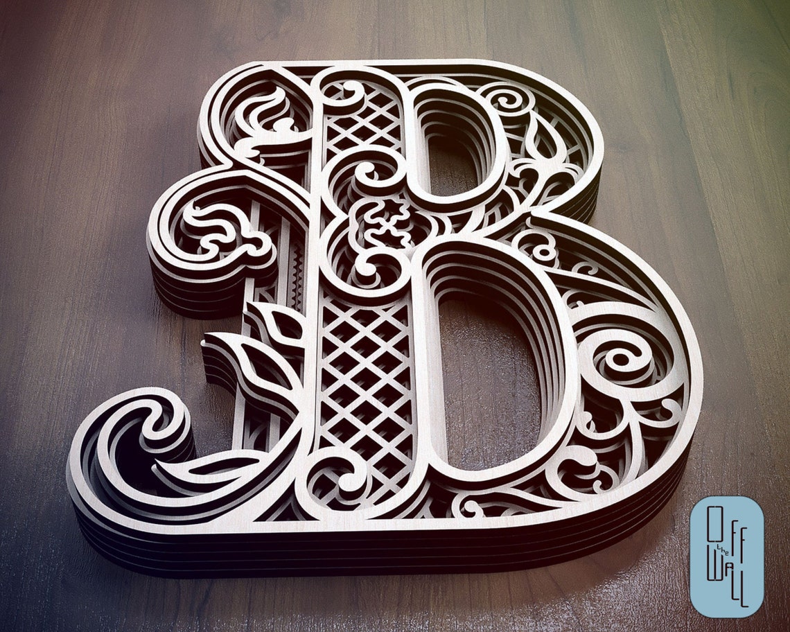 Layered Letter B, Laser Cut Letter, Wall Art Multilayer Letter, Numbers