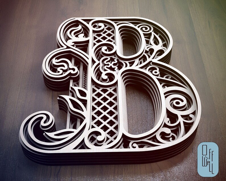 Layered Letter B, Laser Cut Letter, Wall Art Multilayer Letter, Numbers