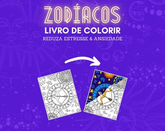 Zodiacs: Signs and astrology coloring book. Instant Digital Download to Print and Paint (PDF)