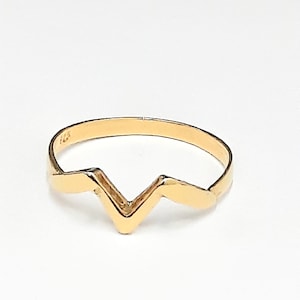 May include: A gold ring with a zig-zag design.
