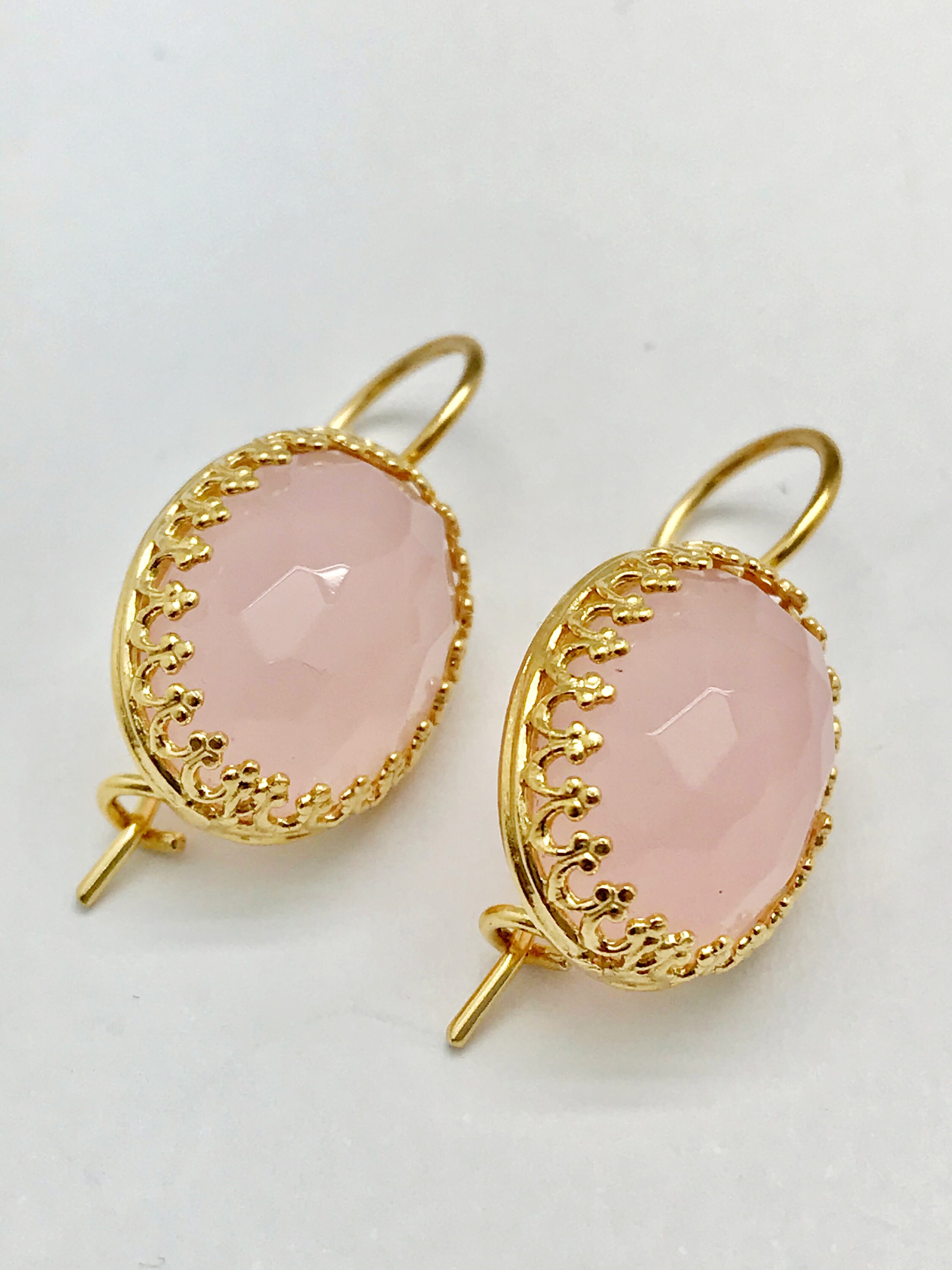 925 Sterling Silver, Vermeil Oval bezel earring, 18K Gold plating, women's earrings, Romantic Gift, Art Nouveau, Pink Cubic Zirkon. 925 Sterling Silver, Vermeil Oval bezel earring, 18K Gold plating, women's earrings, Romantic Gift, Art Nouveau, Pink Cubic Zirkon.