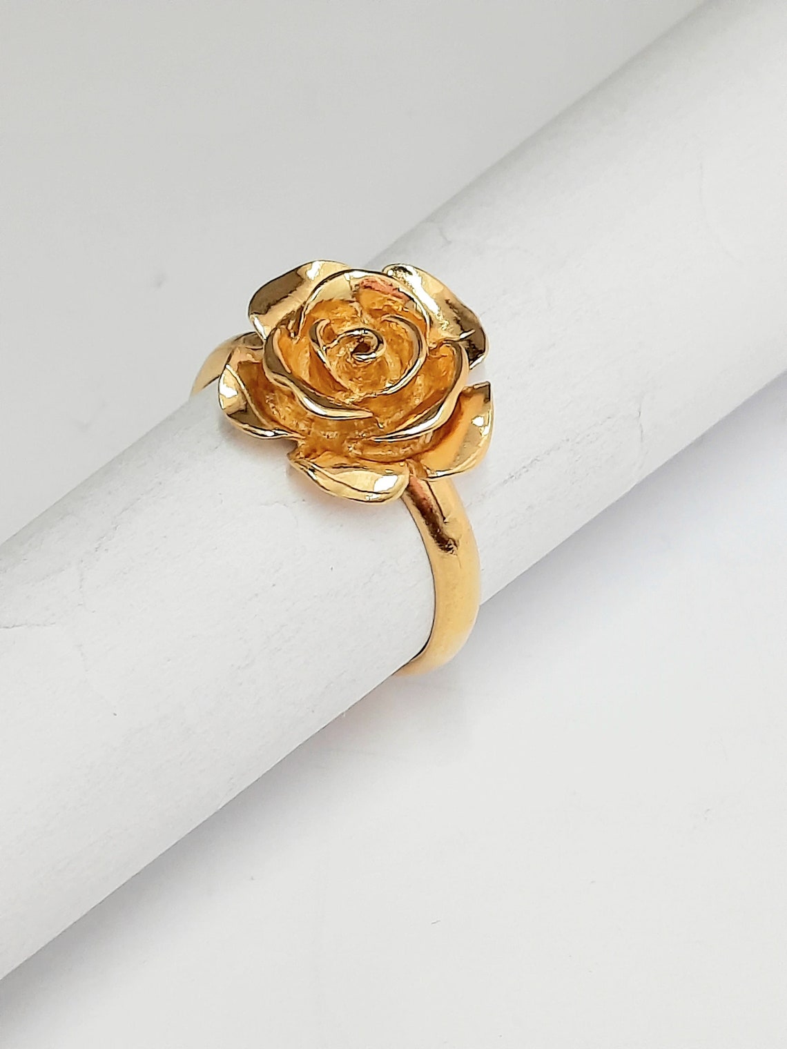 Metal Ring With Roses Rose Ring 925 Sterling Silver, 18K Vermeil Gold Plating, Art Nouveau ...