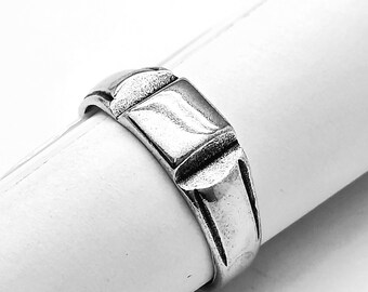 Argent sterling 925, style uni, design droit et lisse, style plaque, bague en argent bombée, bague en argent convexe.