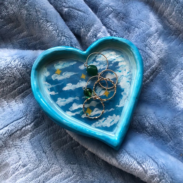Small Heart Jewelry Tray/ Ring Dish "Heart in the Clouds"