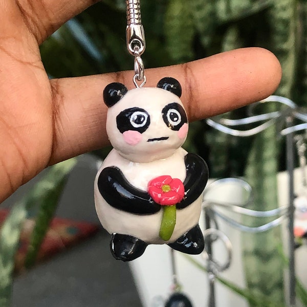 Panda Flower Keychains