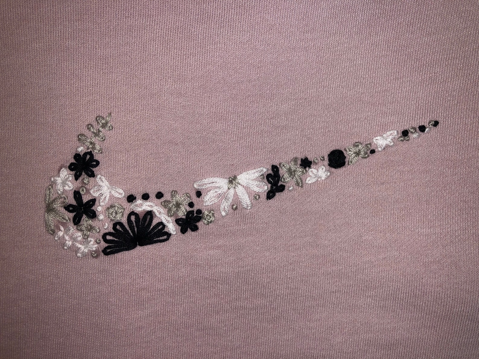 Hand Embroidered Floral Nike Swoosh Etsy