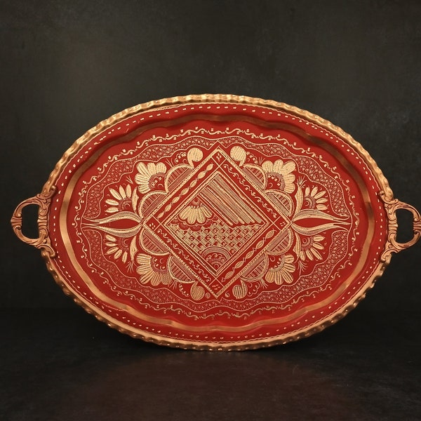 Red Serving Tray Etsy