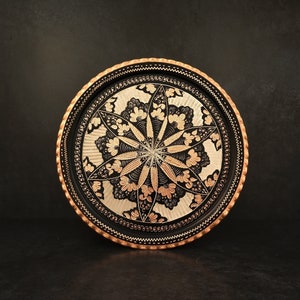 Black Large Copper Serving Tray Round Coffee Table Tray