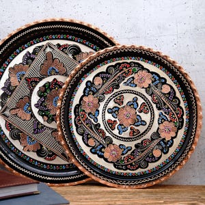 Vintage Copper Ottoman Tray: Round Serving Tray, Turkish Decor