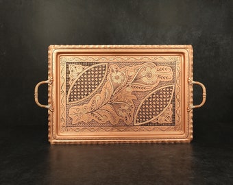 Handmade Copper Serving Tray With Handles