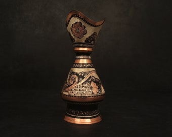 Black Engraved Copper Vase For Flower