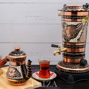 Engraved Copper Mini Electric Samovar