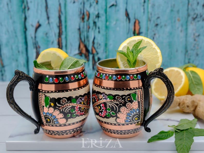 Black Engraved Copper Moscow Mule Mug, Tin-Lined 550 ml image 9