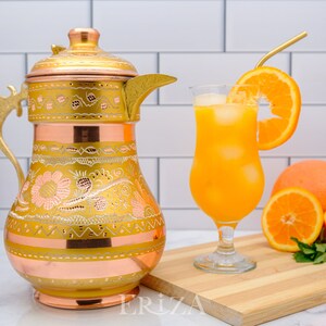 Handmade Copper Water Pitcher With Lid