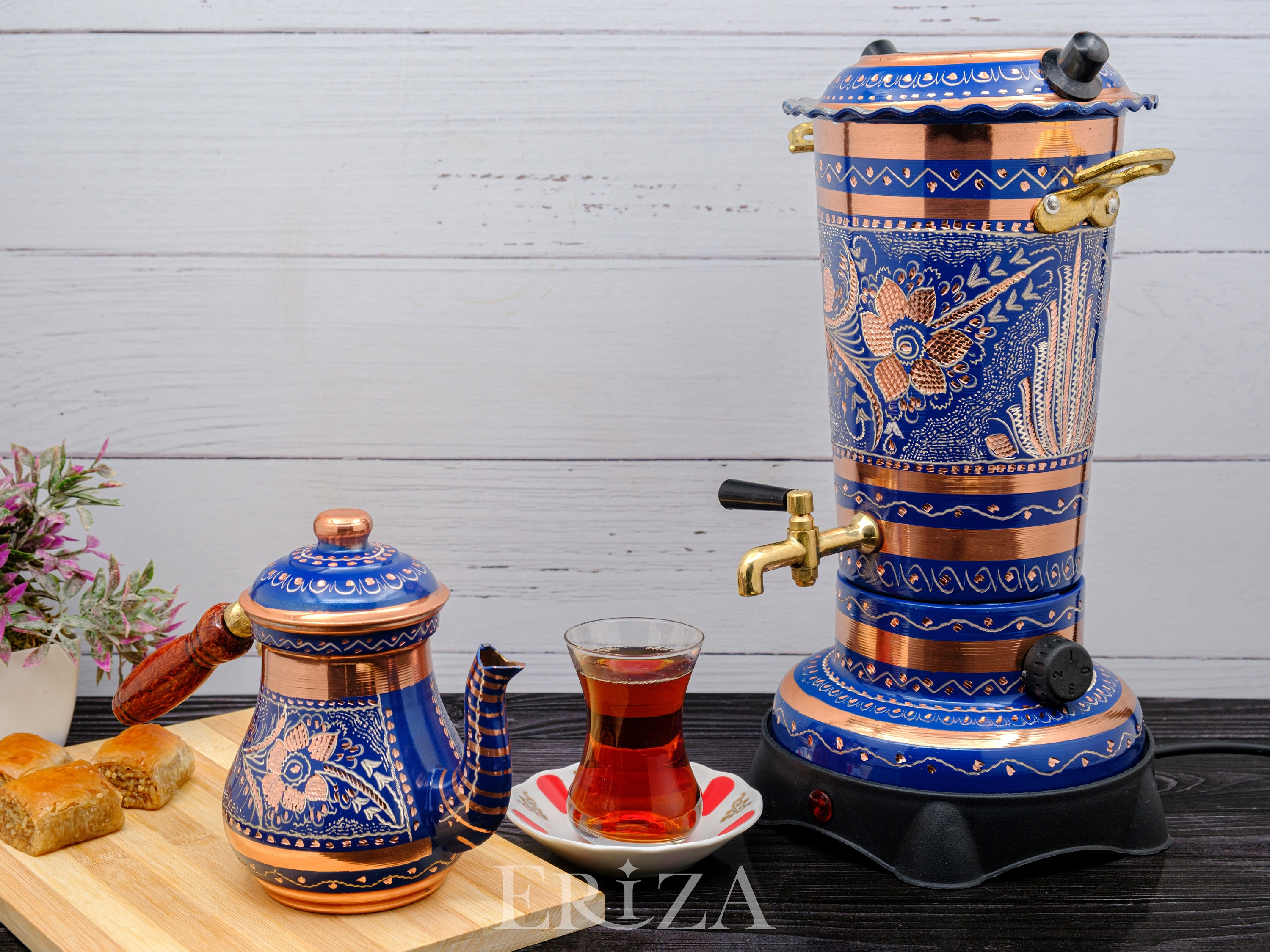 Samovar Elettrico In Rame - Teiera Tradizionale - 220V - Con Rivestimento In Stagno - Per Tè Autentico - Foto 9