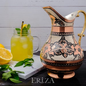 Handmade Copper Water Pitcher With Handles