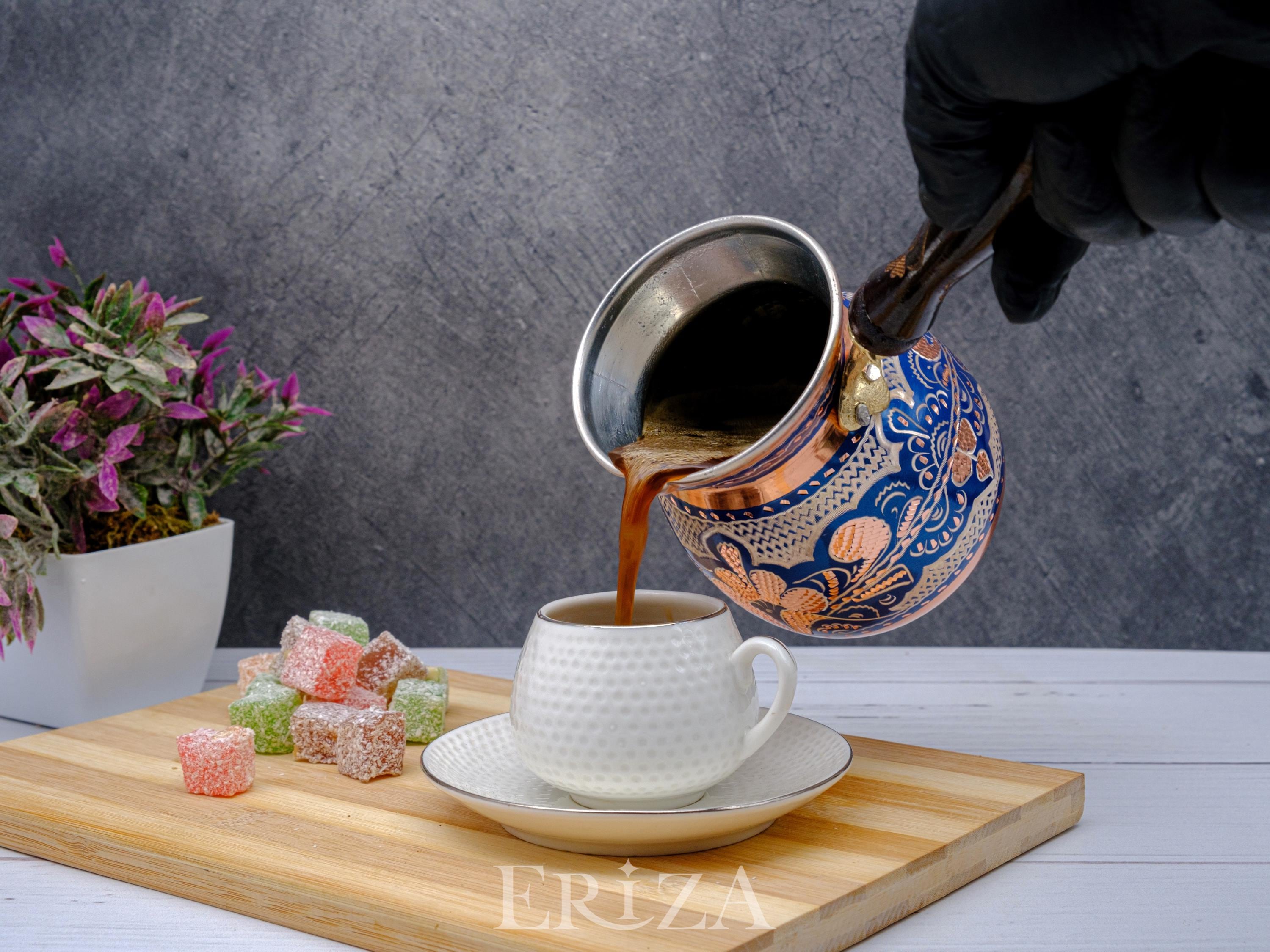 White Copper Turkish Coffee Pot: Hand-engraved Vintage Cezve (3/5