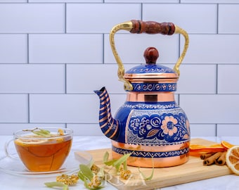 Copper Stovetop Kettle Antique Copper Tea Pot 1.3 Liters