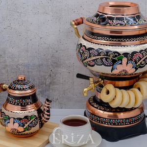 Engraved Copper Russian Tea Samovar