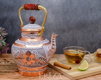 Handmade Copper Teapot For Stovetop 64 Fl Oz