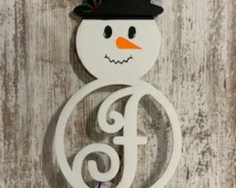 14x24 in Snowman Collector Gift Customized Snowman Couple Initial Sign Snowgirl Snowman Door Hanger Winter Decoration QUICK Ship