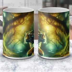 Jungle Tiger Mug, Wildlife Animal Art, Forest Adventure, Coffee Mug Gift, Nature Lover, Unique Mug, Animal Lover Gift, Tiger Art Print