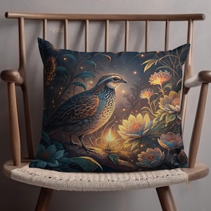 Bird and Floral Throw Pillow: Nature Inspired Home Decor