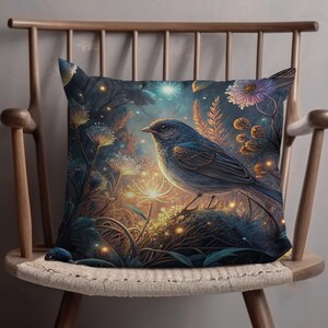 Blue Bird Throw Pillow: Wildlife Nature Accent Cushion