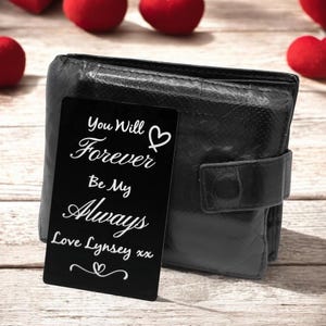 Personalisierter Brieftascheneinsatz für Sie / Ihn, gravierte Liebesbriefkarte, benutzerdefinierter Brieftaschen-Einsatz, Valentinstagsgeschenk