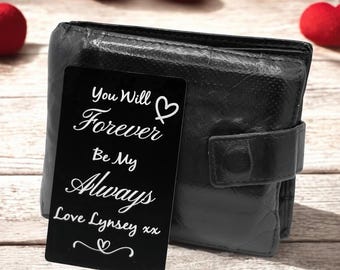 Personalised Wallet Insert for Him/Her, Engraved Love Note Card, Custom Wallet Purse Insert, Valentine’s Day Gift