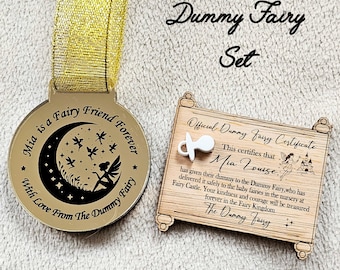 Dummy Fairy Kit – Personalised Reward Set Toddler Milestone Gift – Custom Medal, Certificate & Star Plaque – Giving Up Dummy or Pacifier