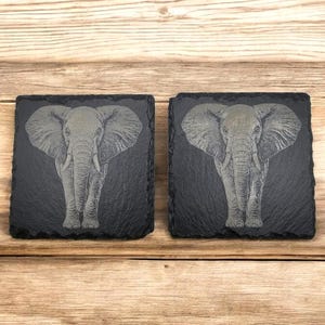 thumbnail image 2 of Land Of Simple Treasures Thai Wood Elephant Coaster Set – 6 Octagonal Coasters With Holder, Handmade 2 of 2