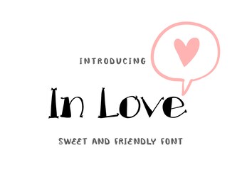 Digital Font, Procreate Font, Display Font, In Love Font, Cricut Design Font, Font With Heart, Valentine Font, Sticker Font, Font For Card