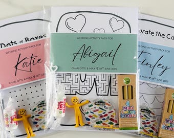 Personalised Pre Filled Wedding Activity Pack Book For Kids | Wedding Favour Gift | Wedding Table Games | Kids Activity | Colouring Pages A5